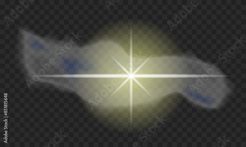 Sun in a cloud. The shining sun is hidden by a cloud. Blue cloud. Vector Illustration EPS10.