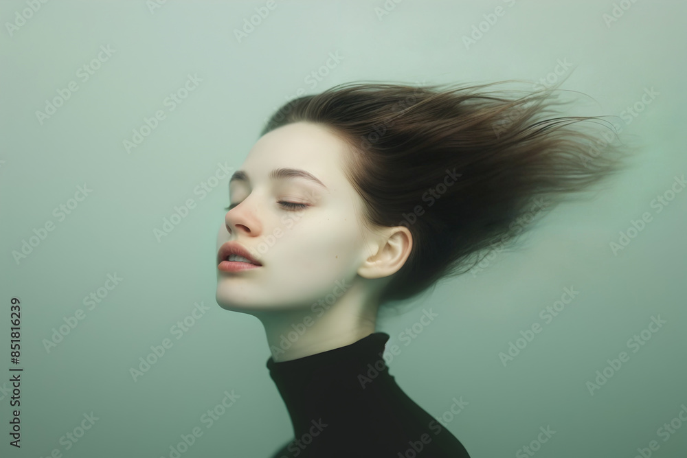 Captivating Female Portrait Amid Wind and Motion Captivating Female Portrait Amid Wind and Motion