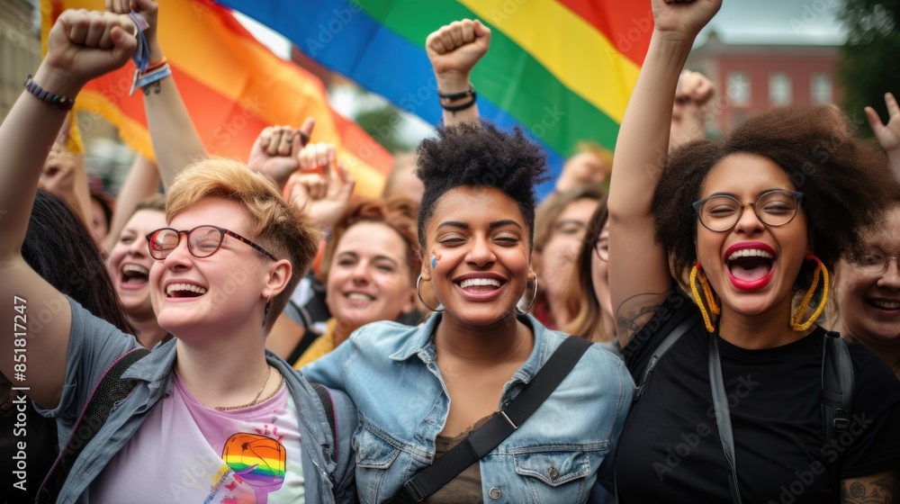 Group of diverse and empowered lesbian activists Group of diverse and empowered lesbian activists