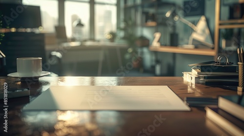 Wallpaper Mural Closeup office desk with work papers and document background Torontodigital.ca