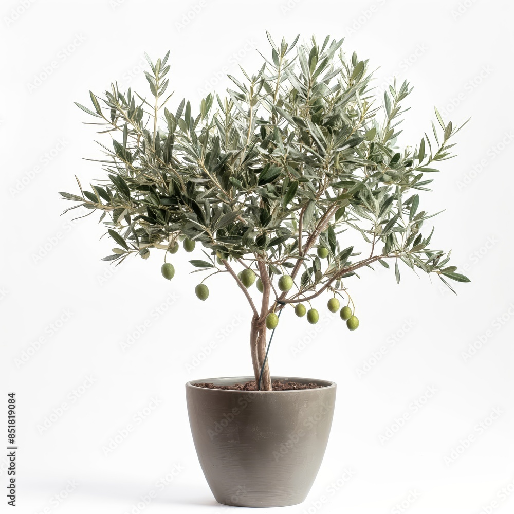 Full shot of a potted ficus tree isolated on white background Full shot of a potted ficus tree isolated on white background