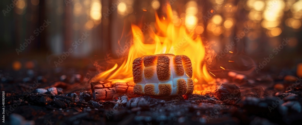 A Lively Collage Captured Roasting Marshmallows And Making S'Mores Around A Campfire, Reflecting The Joy Of Simple Pleasures A Lively Collage Captured Roasting Marshmallows And Making S'Mores Around A Campfire, Reflecting The Joy Of Simple Pleasures