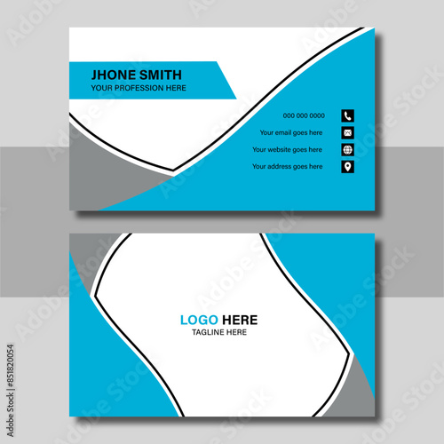 Business card design template, Clean professional business card template, visiting card.