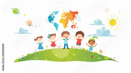 World Children's Day Template for Holiday Concept Design with Text Inscription - Vector Illustration © Spear