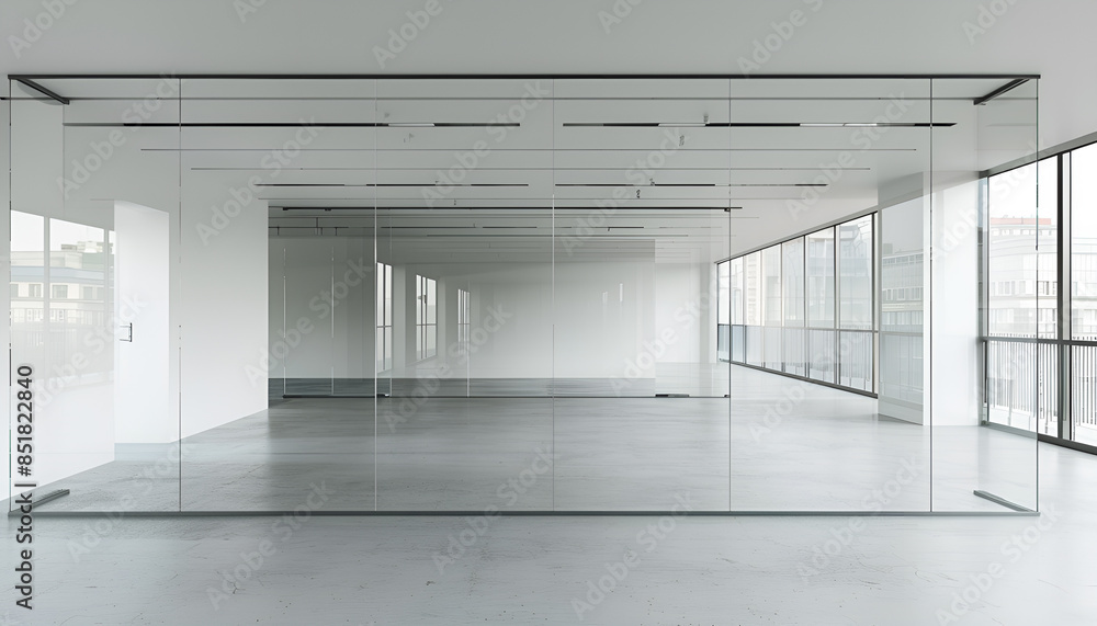 Fototapeta premium empty glass office wall for logo mockup making