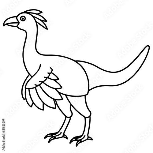 Vector Archaeopteryx line art silhouette illustration