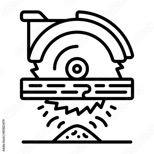 Automatic Saw blade cutting the Hardwood timber and Producing Sawdust concept vector icon design,  lumberjack Symbol, Forestry and Deforestation Sign, forest farming and woodlands stock illustration