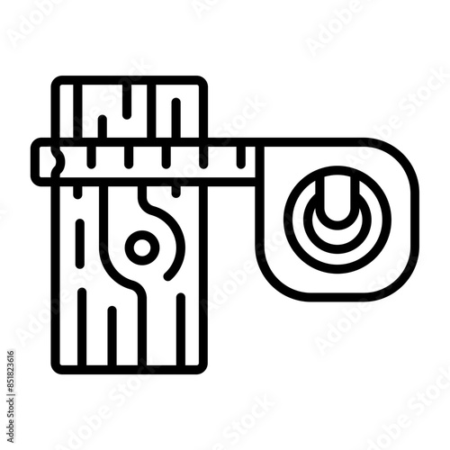 Checking Size of Crooked tree vector icon design, timber and lumber Symbol, Forestry and Deforestation Sign, forest farming and woodlands stock illustration, Measuring the Log with Logger Tape concept