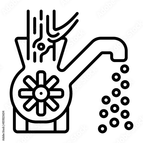 Timber shredder or firewood processing machine vector icon design, lumber Symbol, Forestry and Deforestation Sign, forest farming and woodlands stock illustration, tree chipper or woodchipper concept