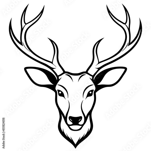 Deer Vector silhouette  and line art illustration