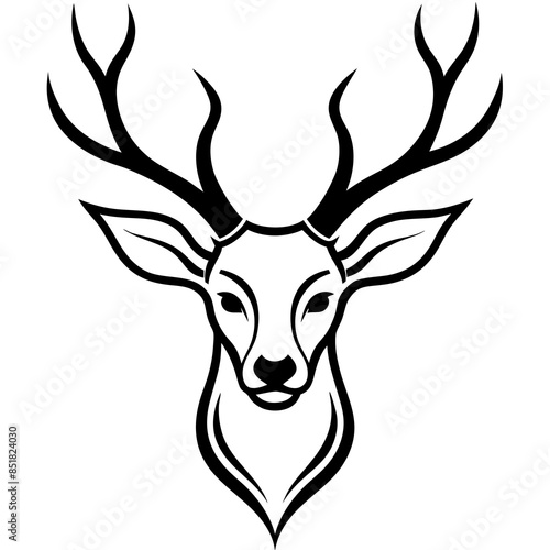 Deer Vector silhouette  and line art illustration