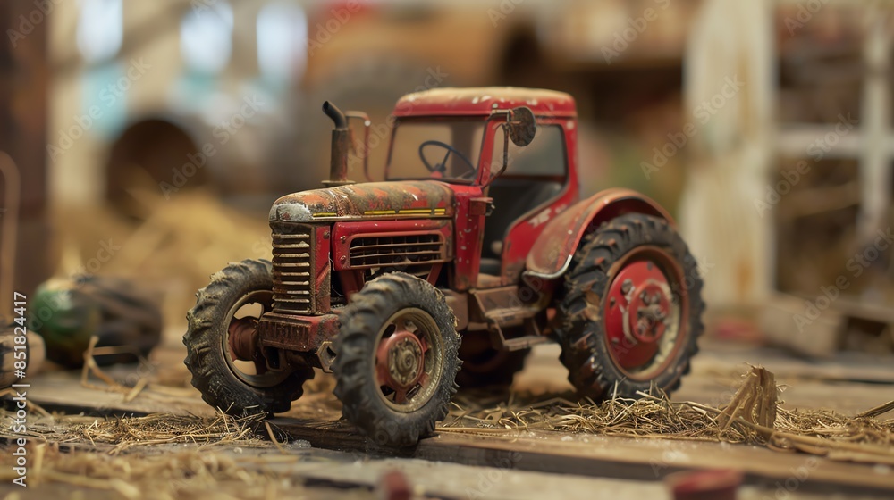 Antique Montana tractor model in a farmyard