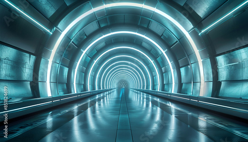 futuristic underground metal tunnel © Oleksiy