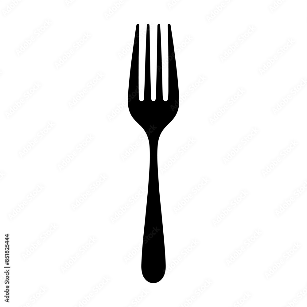 Single fork silhouette isolated on white background. Fork icon vector illustration design. Single fork silhouette isolated on white background. Fork icon vector illustration design.