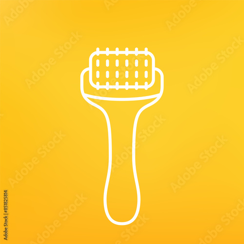 dermaroller icon, microneedling line vector design