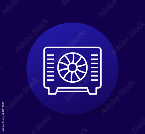 heat pump round icon, line vector