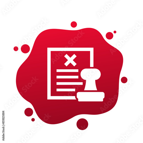 rejected document vector icon with a stamp photo