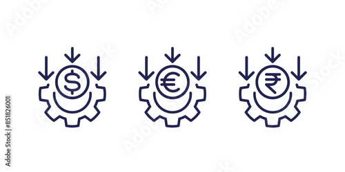 cost effective line icons, reducing costs vector