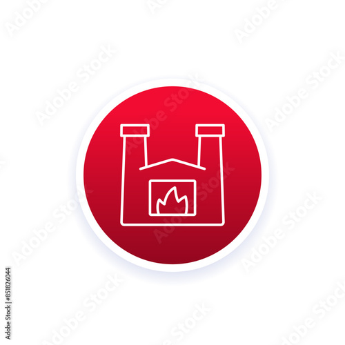 incineration plant line icon, vector