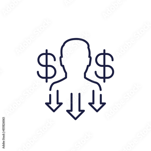 reduce labor costs icon in line style
