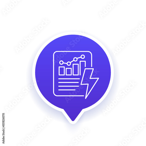 power consumption report icon in linear design