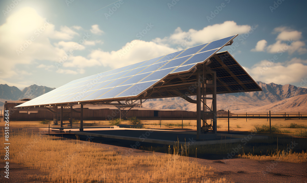 Powering a system of solar photovoltaic panels for the production of green ecological electricity in inaccessible arid wastelands.