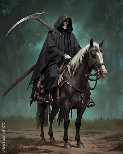 The grim reaper rides a horse. Generative AI