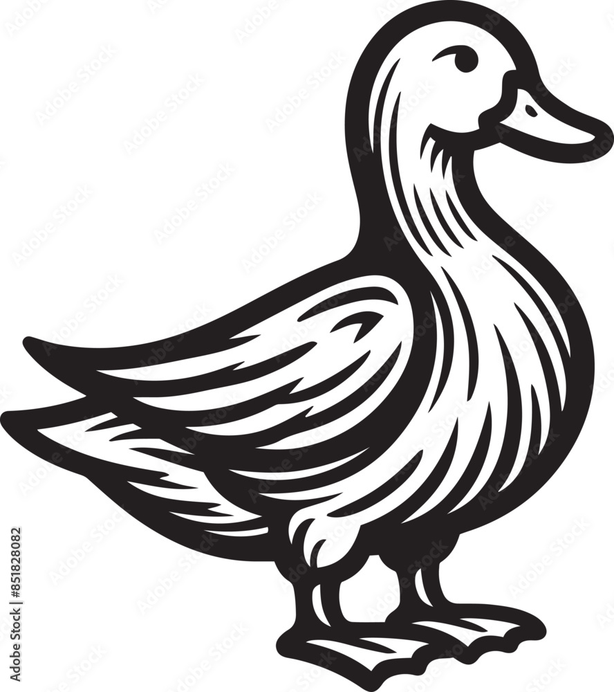 Fototapeta premium Duck bird silhouette outline vector illustration.