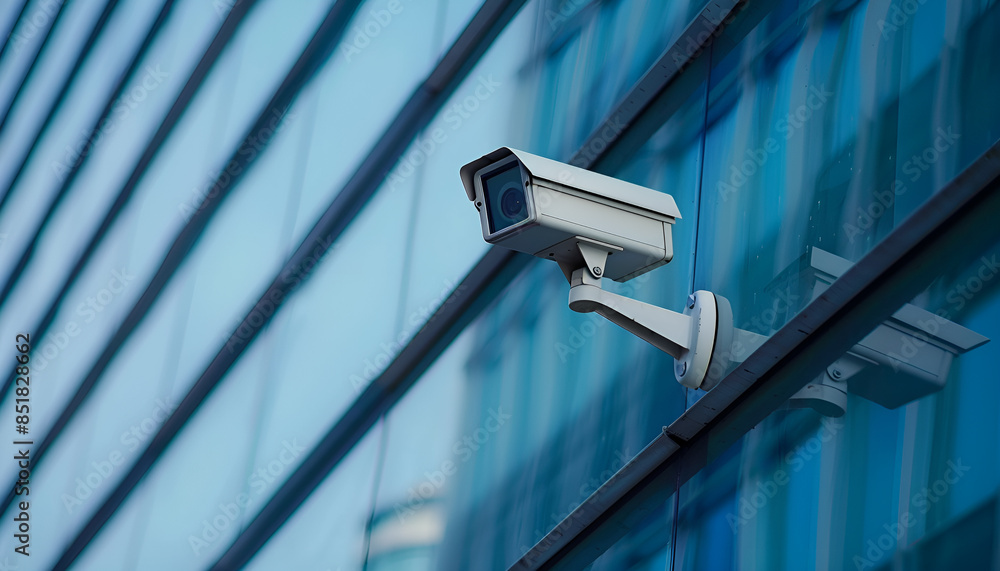 cctv camera on a corporate building exterior wall cctv camera on a corporate building exterior wall
