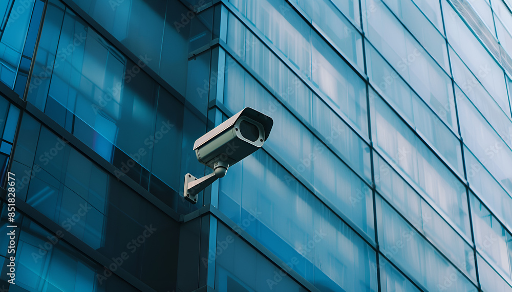 cctv camera on a corporate building exterior wall cctv camera on a corporate building exterior wall