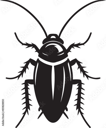 Mustachioed cartoon Cockroach silhouette vector illustration