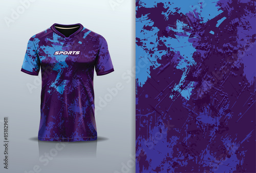 Tshirt mockup abstract grunge marble texture sport jersey design for football soccer, racing, esports, running, blue color