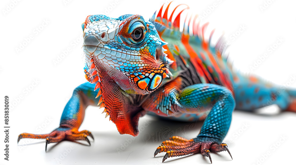 Chameleon on a branch, in a fun and colorful cartoon style Chameleon on a branch, in a fun and colorful cartoon style