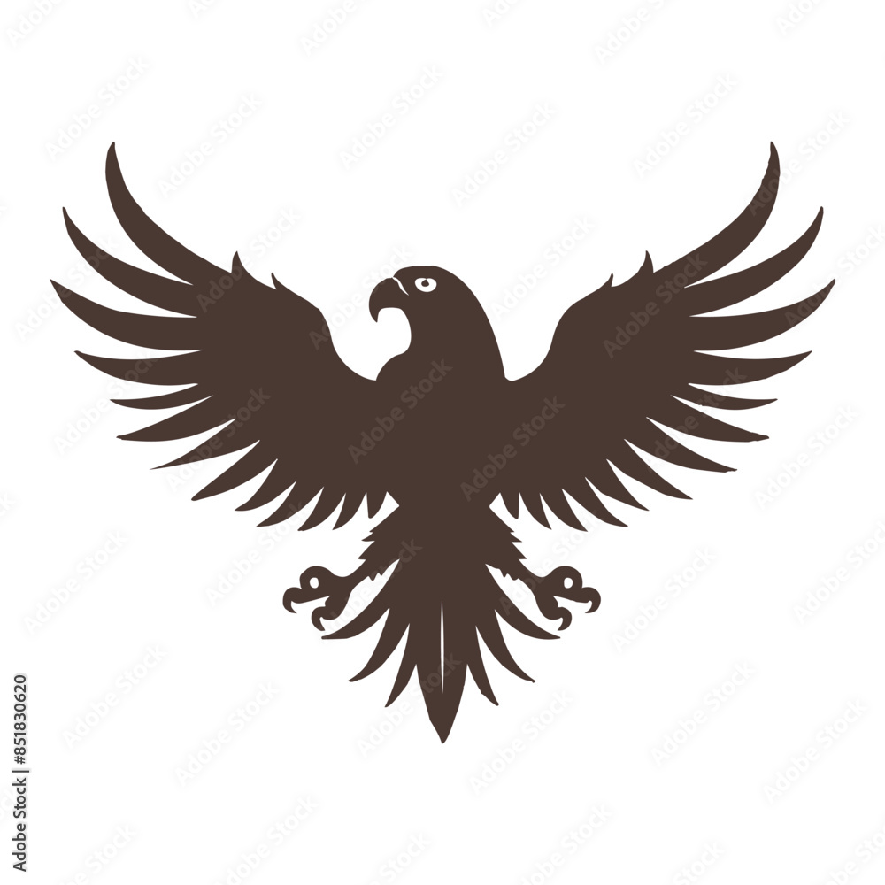 Obraz premium The eagle flying silhouette white background vector art