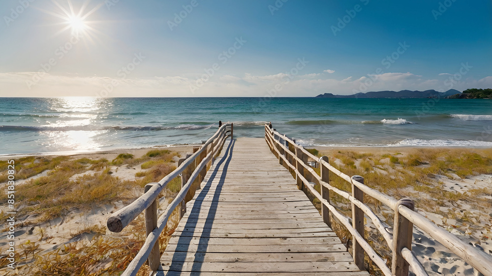 Beautiful beach and sea. Summer seascape beautiful waves, blue sea water in sunny day. Ai generative Beautiful beach and sea. Summer seascape beautiful waves, blue sea water in sunny day. Ai generative