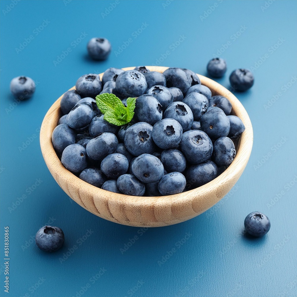 Fresh healthy blueberries fruit on blue background Fresh healthy blueberries fruit on blue background