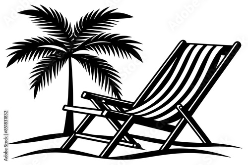 beach chair silhouette vector illustration