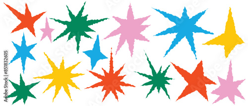 
Set of jagged irregular stars shape. Cut out of paper for collages. Grunge elements for design. Vector illustration. isolated on a white background. 