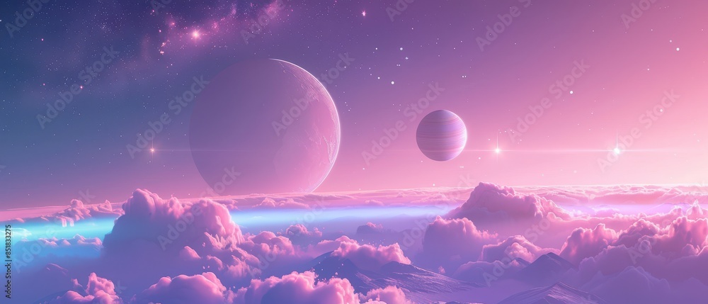 Dreamy cosmic scene with planets and stars Dreamy cosmic scene with planets and stars