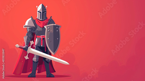 I imagine an image of a cartoon medieval knight holding a sword and shield, standing in front of a steam locomotive