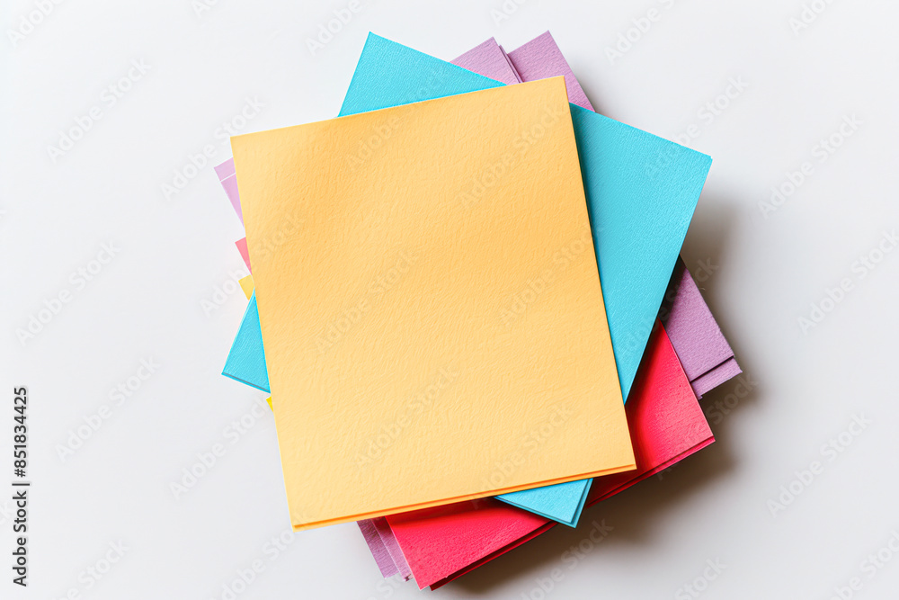 Minimalist Post It Notes on White Solid Background