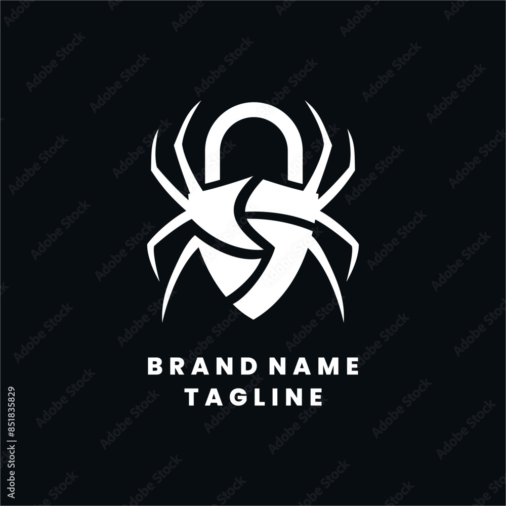 logo design featuring a padlock with a spider silhouette incorporated into the design, positioned creatively to form the letter logo design featuring a padlock with a spider silhouette incorporated into the design, positioned creatively to form the letter