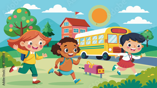 children-running-after-the-school-bus