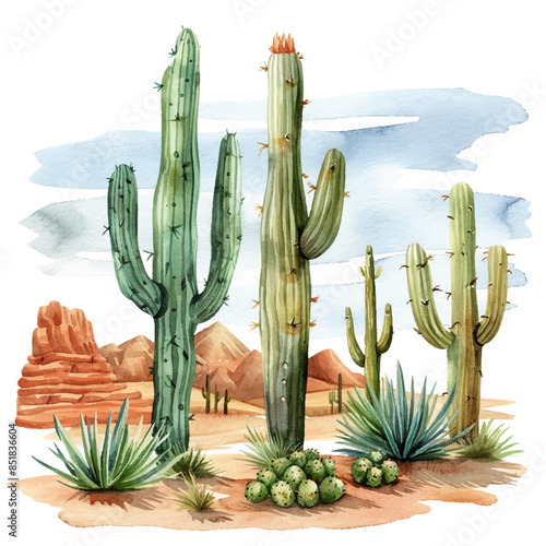 desert vector illustration in watercolor style