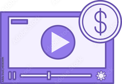 Monetization Color Icon. Vector Icon. Making Money on the Internet. Blogger and Social Networks Concept