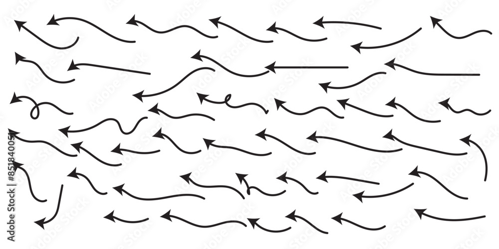 Hand drawn arrows collection Set simple flat arrows isolated on white background. Arrow mark icons and arrow paint. Stock vector Hand drawn arrows collection Set simple flat arrows isolated on white background. Arrow mark icons and arrow paint. Stock vector