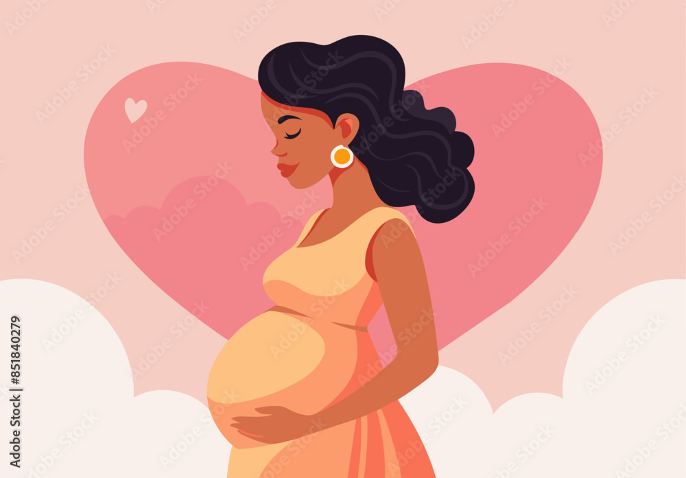 Vector illustration of a pregnant woman who is looking forward to the birth of her baby. Vector illustration of a pregnant woman who is looking forward to the birth of her baby.