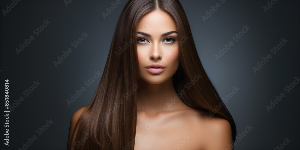 Stunning Model Showcasing Smooth, Shiny, Straight Hair Enhanced with Keratin Treatment. Concept Keratin Hair Treatment, Smooth Hair, Shiny Hair, Straight Hair, Model Showcase Stunning Model Showcasing Smooth, Shiny, Straight Hair Enhanced with Keratin Treatment. Concept Keratin Hair Treatment, Smooth Hair, Shiny Hair, Straight Hair, Model Showcase