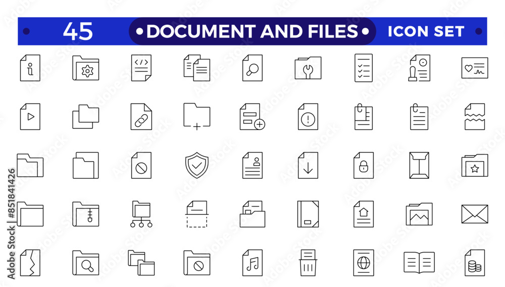 Document outline icon set. Documents symbol collection. Different documents icons.Set of file and document Icons. Simple line art style icons pack. Document outline icon set. Documents symbol collection. Different documents icons.Set of file and document Icons. Simple line art style icons pack.
