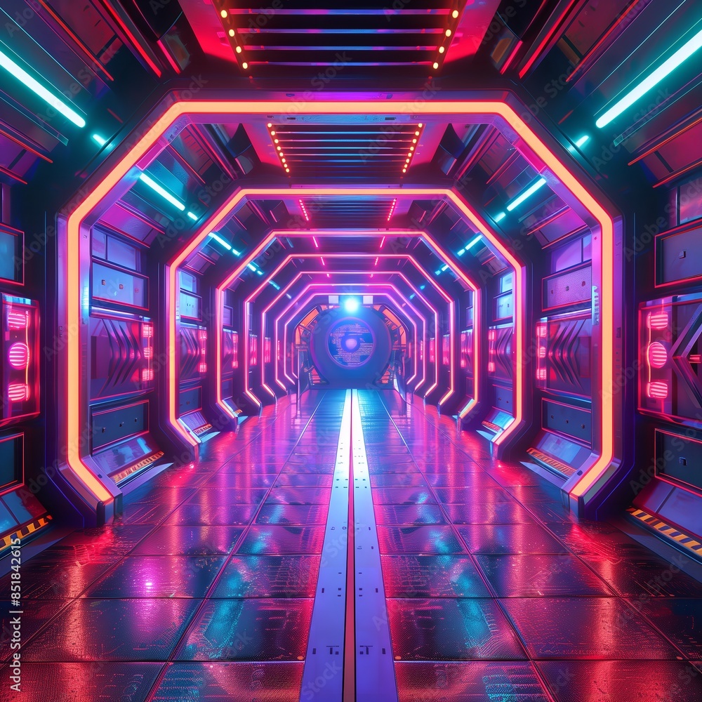 Futuristic design,wall art, neon lights, sci-fi elements, sleek lines, advanced technology theme Futuristic design,wall art, neon lights, sci-fi elements, sleek lines, advanced technology theme